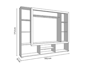 Lucerne Grey Oak Effect and Black Entertainment Unit Wall TV Cabinet - UK Luxury Furniture